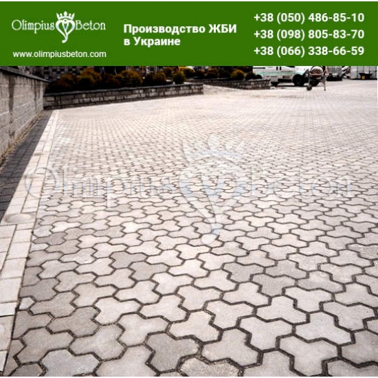 Тригран 80 мм - Плитка тротуарная серая.